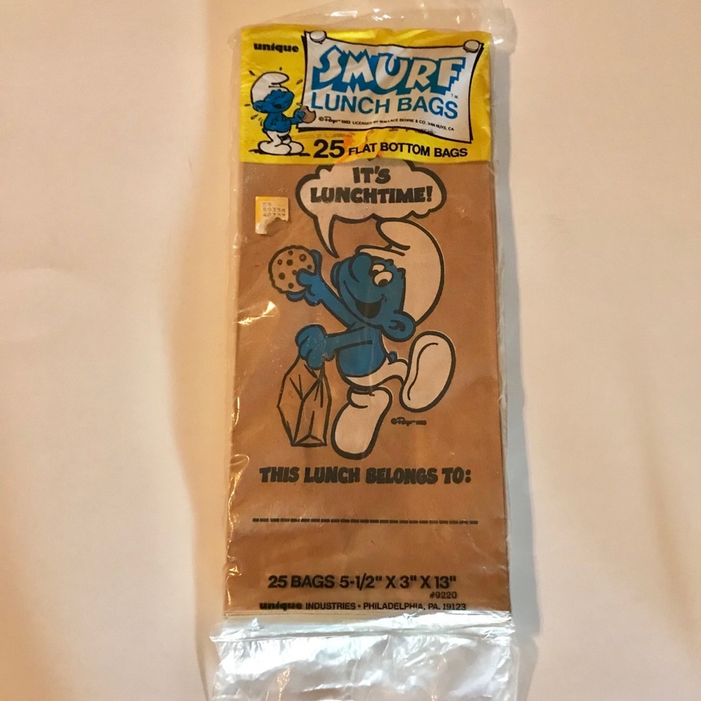Vintage 1983 SMURFS Lunch Bags